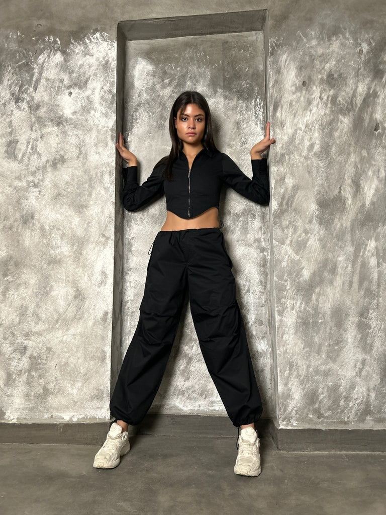 Black Parachute Pants - Mii