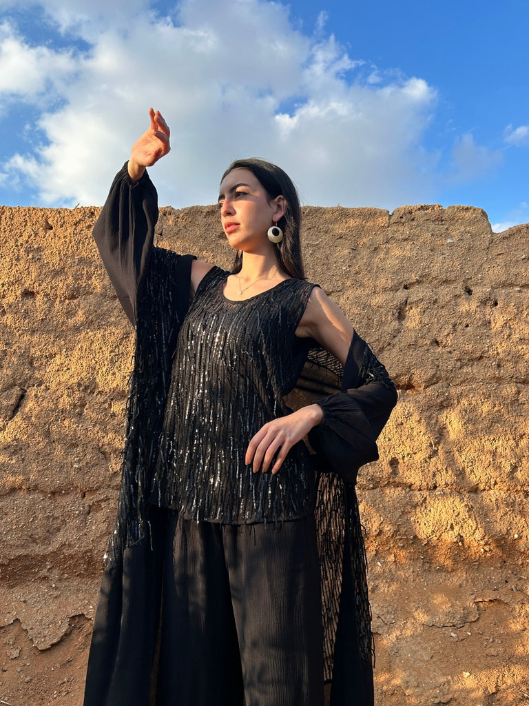 Black Sequin Blouse - Mii