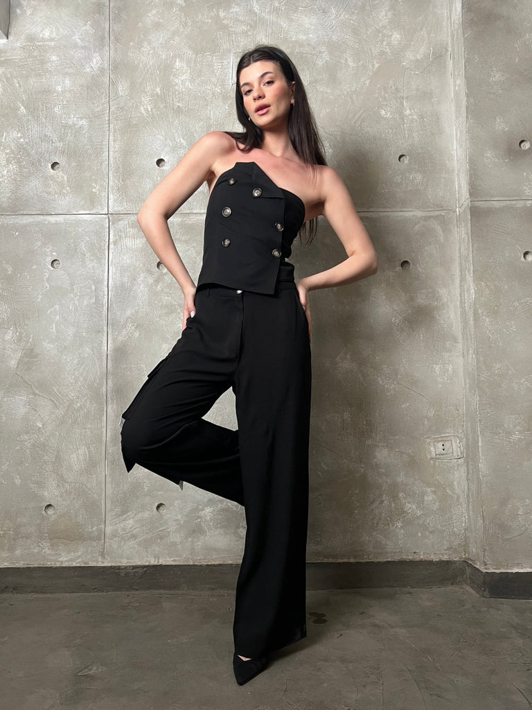 Black Tailored Sleeves Vest - Mii