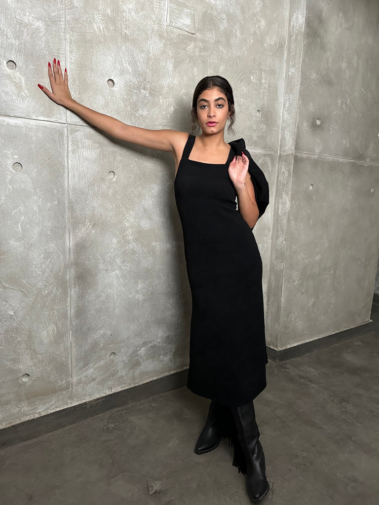 Black Wool Bolero & Dress Set - Mii