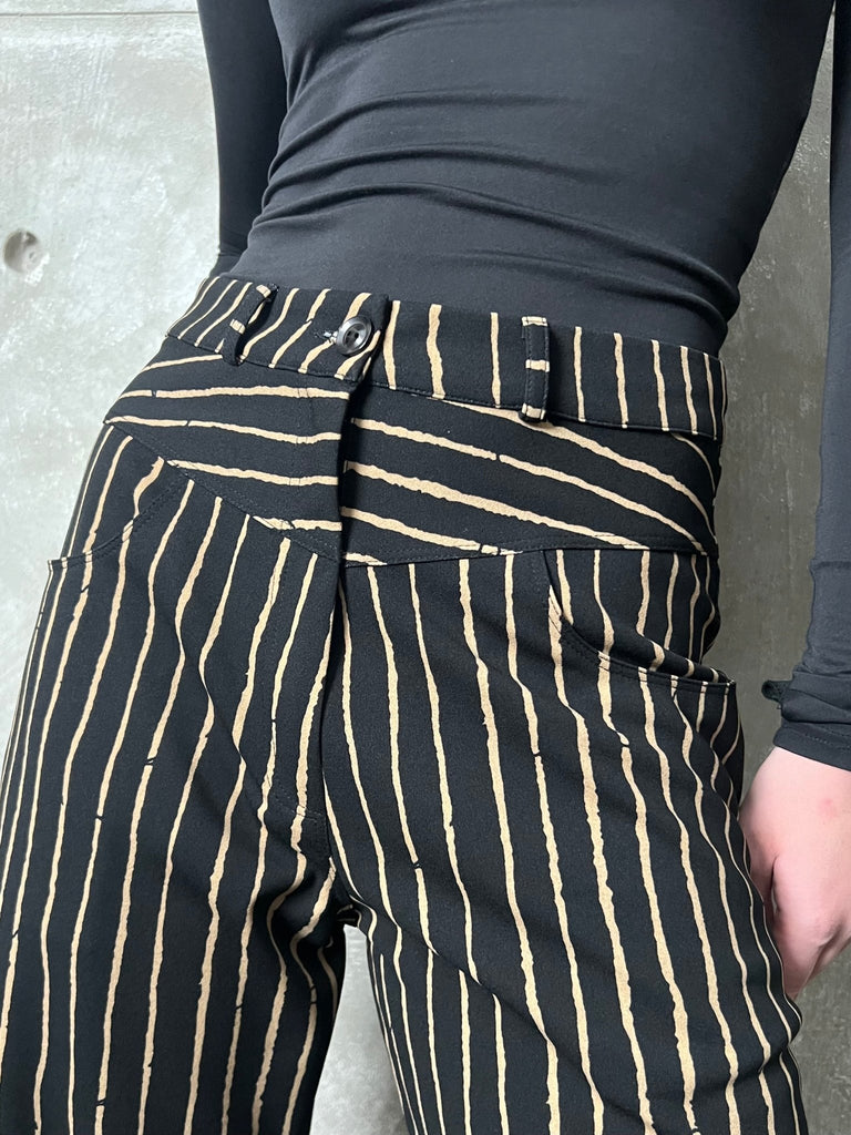 Black X Beige Striped Pants - Mii