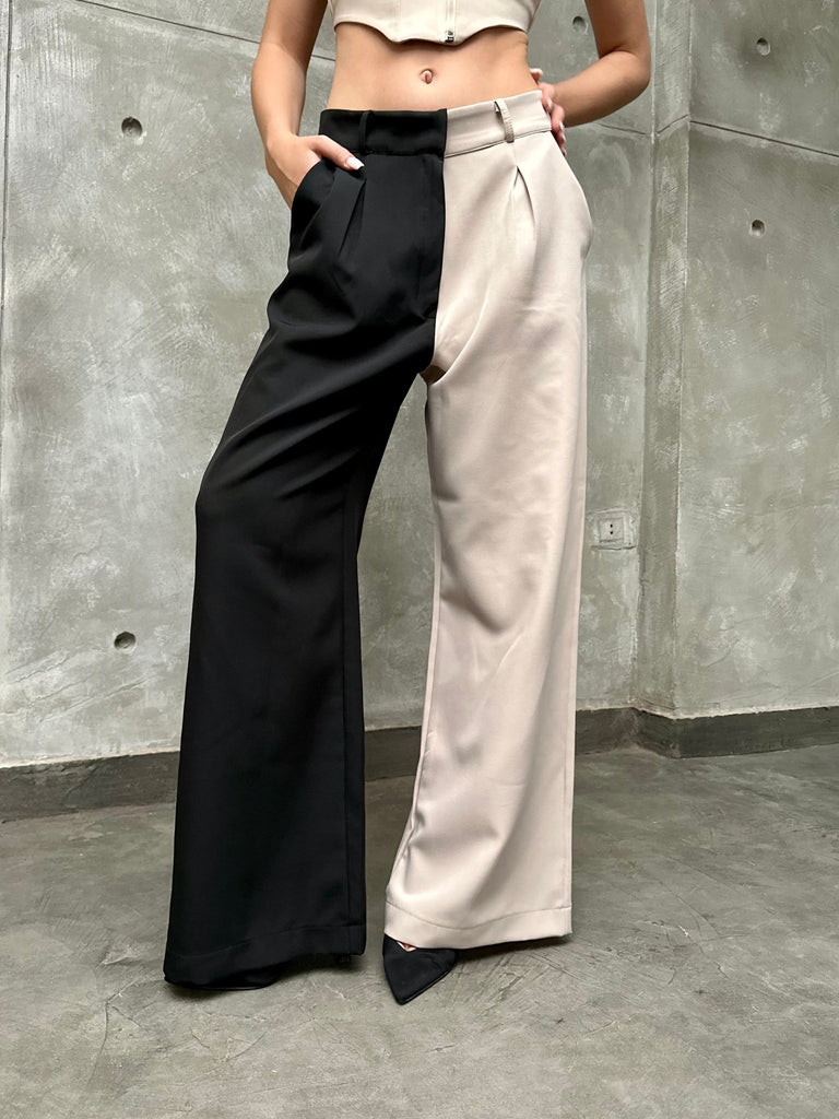 Contrast Pleated Pants - Mii