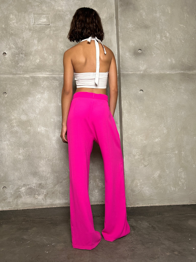 Fuchsia Silver Lined Slit Pants - Mii