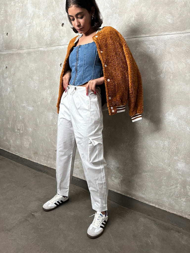 White Pleated Balloon Pants - Mii